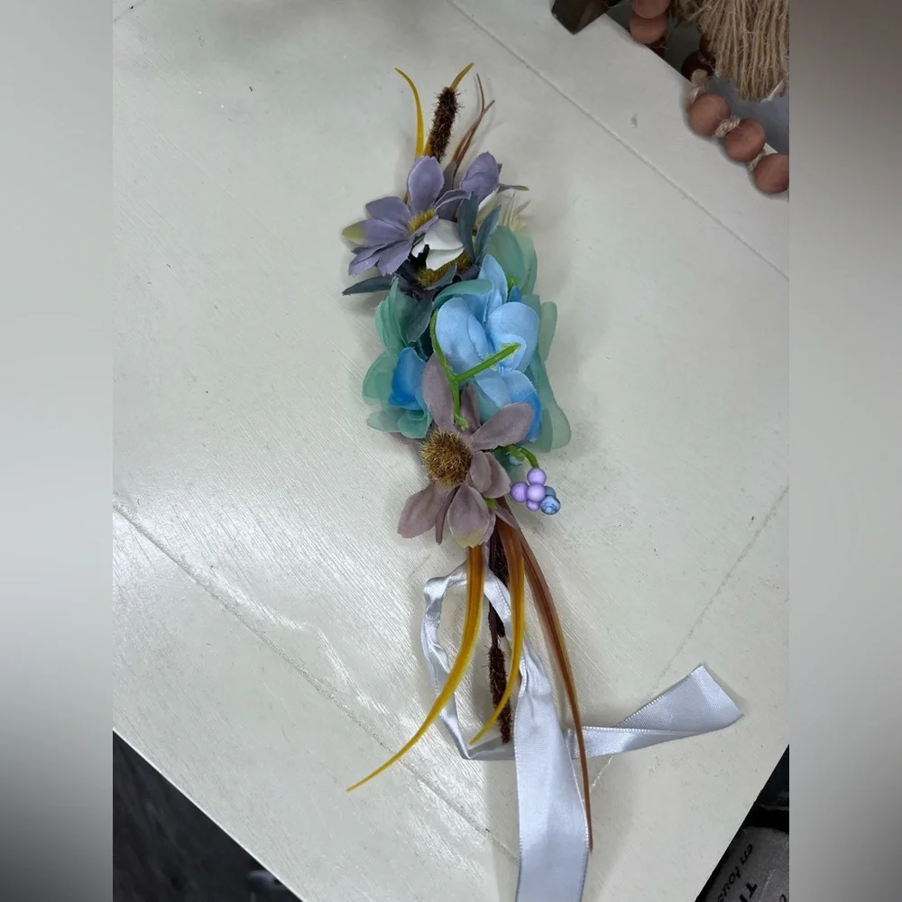 Brand new-Wedding-Bride Boho Headband with Groom boutonniere